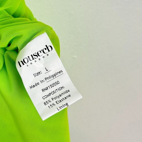 HOUSE OF CB Adrie Cutout Gathered Minidress in Neon Green Size Large - Picture 8 of 15